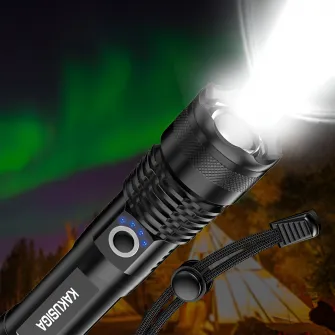 KAKU KSC-1558 Outdoor Telescopic Zoom LED High-Brightness Flashlight, Black