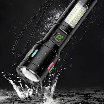 KAKU KSC-1578 Multi-function Telescopic Zoom LED Flashlight, Black