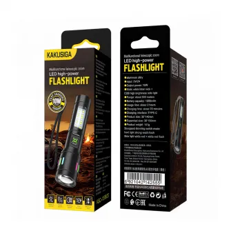 KAKU KSC-1578 Multi-function Telescopic Zoom LED Flashlight, Black