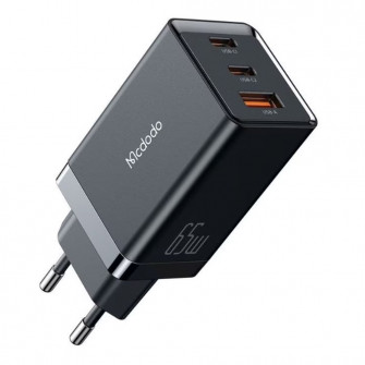 Mcdodo GaN 5 Mini Chargers 2xType-C 1xUSB 65W, Black