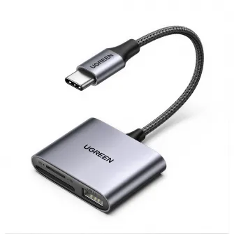 UGREEN Card Reader USB-C to SD/TF + USB 2.0 | CM387, Gray