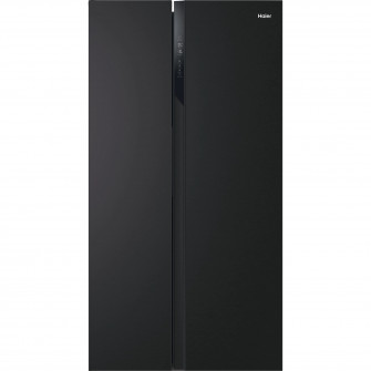 Frigider side by side Haier HSR3918ENPB, 528 l, Total No Frost, Motor Inverter, Multi Air Flow, Display, Super cooling, Super freezing, Clasa E, H 177 cm, Negru