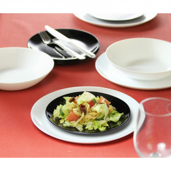 Serviciu de masa Ambition Valencia, 18 piese, Alb/Negru