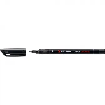 Marker universal permanent Stabilo OHPen, F, 0.7 mm, 4 culori / set, etui plastic
