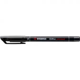 Marker universal permanent Stabilo OHPen, F, 0.7 mm, 4 culori / set, etui plastic