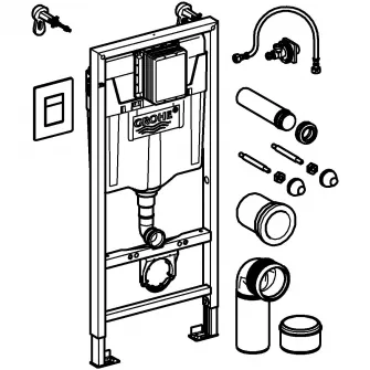 Pachet 3in1 rezervor WC Rapid SL 38811KF0, incastrat, rezervor, clapeta actionare negru mat, elemente fixare, Otel
