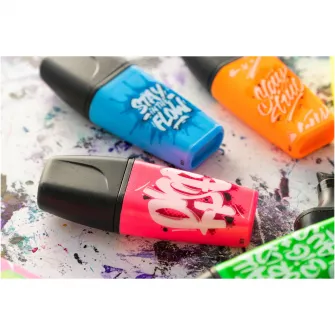 Textmarker Stabilo Boss mini by Snooze One, 3 culori / set, albastru, galben, verde, etui caton