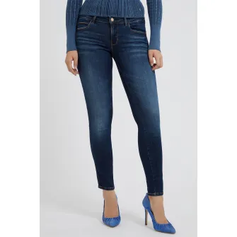 GUESS JEANS, Blugi skinny cu talie medie, Albastru marin, W27-L32