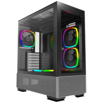 Carcasa Montech Sky Two, fara sursa, ATX, Negru, tempered glass, ARGB