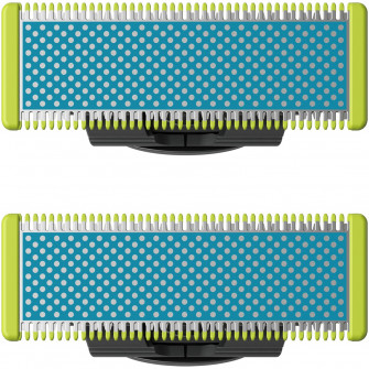 Rezerva OneBlade QP225/50, pentru piele-ultra sensibila, otel inoxidabil, umed si uscat, kit 2 lame,compatibil cu Philips OneBlade si OneBladePro, Verde