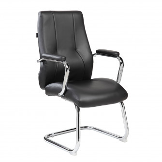 Scaun de vizitator Kring Sidney, piele ecologica, Negru