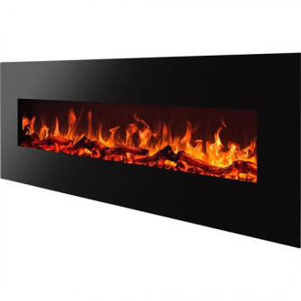 Semineu electric Aflamo Albion 95 Black - liniar 3D cu