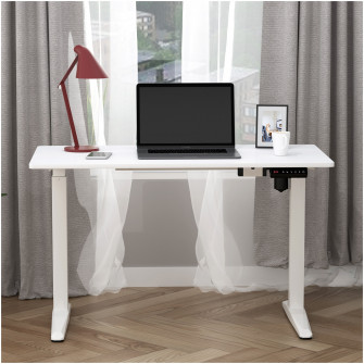 Birou cu inaltime reglabila Kring Vold, cu reglare electrica, 120x60x73-118 cm, culoare alb,blat mdf
