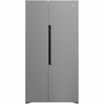 Side by side Beko GN163141XBN, 593 l, NeoFrost Dual Cooling, HarvestFresh, Compresor inverter, Clasa E, H 179 cm, Inox Look