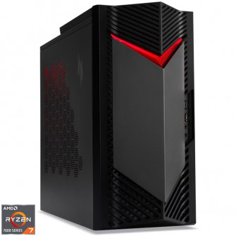 Sistem Gaming Acer Nitro N50-130 cu procesor AMD Ryzen™ 7 7700 pana la 5.30 GHz, 16GB DDR5, 512GB SSD, AMD Radeon™ RX 7600 8GB GDDR6, No OS, Negru