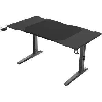 Birou gaming Genesis Holm Modular 140, material metal MDF, reglabil pe inaltime 70 - 90 cm, iluminare RGB, management cabluri, Negru