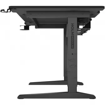 Birou gaming Genesis Holm Modular 140, material metal MDF, reglabil pe inaltime 70 - 90 cm, iluminare RGB, management cabluri, Negru