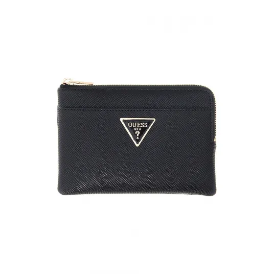GUESS, Portmoneu cu aplicatie logo Laurel II, Negru