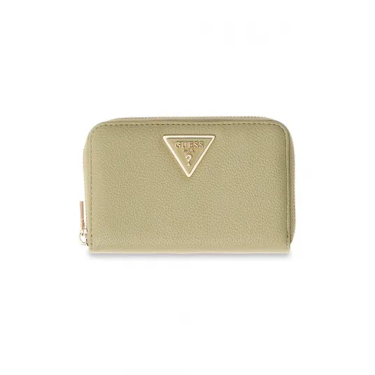 GUESS, Portofel din piele ecologica cu logo Laurel II, Verde pal