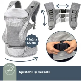 Marsupiu material tricotat, 3 pozitii, 3.5 - 15 kg, model inspire, Dreambaby, 280 x 210 x 575 mm