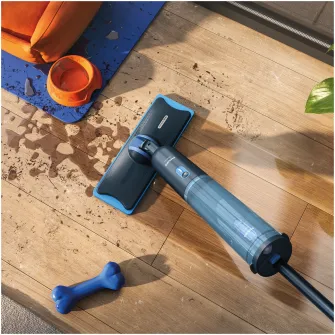 Mop electric Philips OneUp XV3101/11 seria 3000, absoarbe apa murdara si pompeaza apa curata, autonomie 50 min, rezervoare de apa separate, balama rotativă la 360°, fara fir, manevrabil, pana la 125 mp, pentru pardoseli dure, delicate si neabsorbante