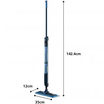 Mop electric Philips OneUp XV5113/01 seria 5000 , absoarbe apa murdara si pompeaza apa curata, autonomie 70 min, rezervoare de apa separate, balama rotativă la 360°, fara fir, manevrabil, pana la 125 mp, pentru pardoseli dure, delicate si neabsorbante