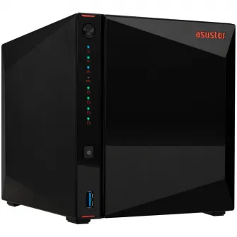 Network Attached Storage, Asustor, 4 Bay, Intel Celeron N5105 Quad-Core 2.0-2.9GHz, 4GB DDR4 (Max. 16GB), Dual 2.5GbE Ports, 4 x M.2 NVMe slots