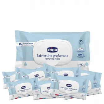 Pachet Servetele umede cu 97% apa, fara alcool si sapun, 0 luni+, 12 pachete x 72buc.