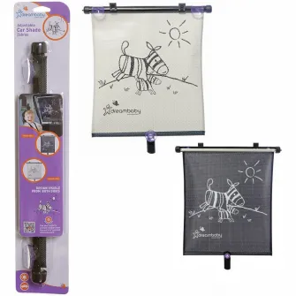 Parasolar auto tip rulou,ajustabil, decor zebra, Dreambaby, 10 x 43.5 x 43.5 mm