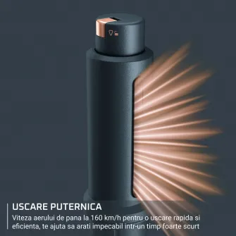 Perie rotativa cu aer cald Rowenta Air Rotate UB9920E0, 1300W, 4 trepte de viteza si temperatura, 2 perii de 38 / 50 mm, 6 bigudiuri, 1 capat uscare, geanta de transport, generator de ioni, invelis ceramic, grilaj detesabil, varf rece, verde & bronz