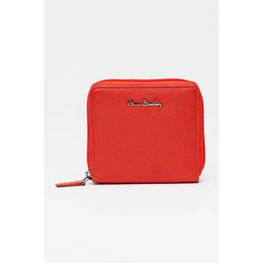 Pierre Cardin, Portofel de piele cu fermoar, Rosu inchis