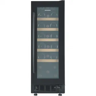 Racitor de vinuri incorporabil Heinner HRV-ABI56DRL20, 56 l / 20 sticle,Clasa G, Display digital, Control tactil, Interval setare temperatur 5~20°C, Lumina led, 5 rafturi lemn, Usa reversibila, Usa cu geam dublu, Negru