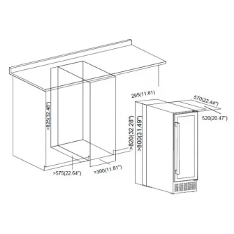 Racitor de vinuri incorporabil Heinner HRV-ABI56DRL20, 56 l / 20 sticle,Clasa G, Display digital, Control tactil, Interval setare temperatur 5~20°C, Lumina led, 5 rafturi lemn, Usa reversibila, Usa cu geam dublu, Negru
