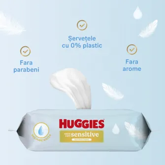 Servetele Umede Huggies Sensitive, ZERO plastic, Triplo 48 x 3