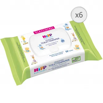 Servetele umede Hipp pentru toaleta, 6 pachete x 50, 300 buc
