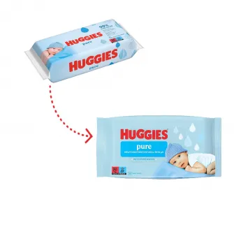 Servetele umede Huggies Pure, 10 pachete x 56, 560 buc