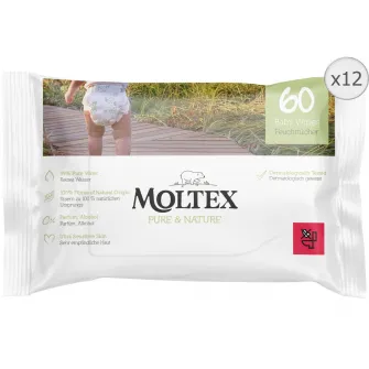Servetele umede Moltex Pure & Nature, 12 pachete x 60, 720 buc