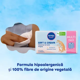 Servetele umede NIVEA Baby Soft, multipack, 4x57 buc
