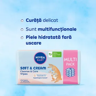 Servetele umede NIVEA Baby Soft, multipack, 4x57 buc
