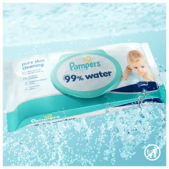 Servetele umede Pampers 99% Water cu lotiune usoara, 3 pachete x 60 servetele, 180 buc