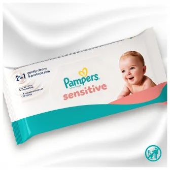 Servetele umede Pampers Sensitive, 4 pachete x 80 servetele, 320 buc