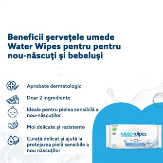 Servetele umede Water Wipes, 4 pachete x 60 buc, 240 buc