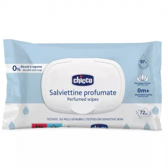 Servetele umede cu 97% apa Chicco, fara alcool si sapun, 72 buc, 0 luni+