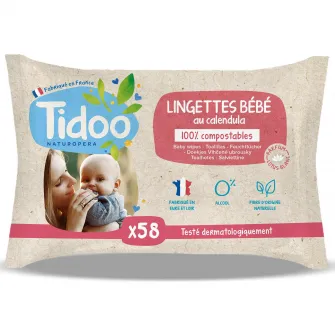 Servetele umede cu extract BIO de musetel Tidoo, 58buc