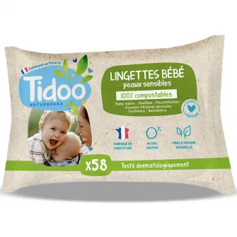 Servetele umede piele sensibila, fara parfum Tidoo, 58buc