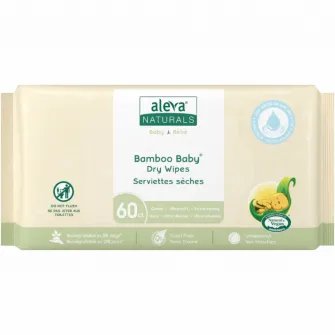Servetele uscate din fibre de bambus, Aleva Naturals, 60 buc, 55 x 175 x 105 mm