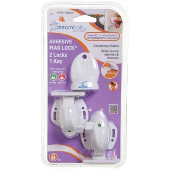Sigurante adezive magnetice, Dreambaby, set x 2+1 cheie, 110 x 38 x 210 mm