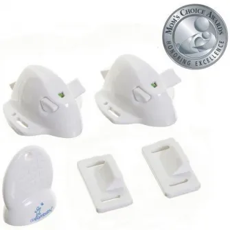 Sigurante adezive magnetice, Dreambaby, set x 2+1 cheie, 110 x 38 x 210 mm