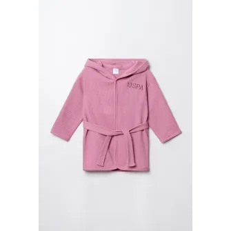 U.S. Polo Assn., Halat din bumbac cu logo, Roz prafuit