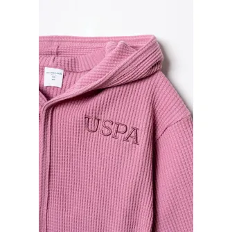 U.S. Polo Assn., Halat din bumbac cu logo, Roz prafuit